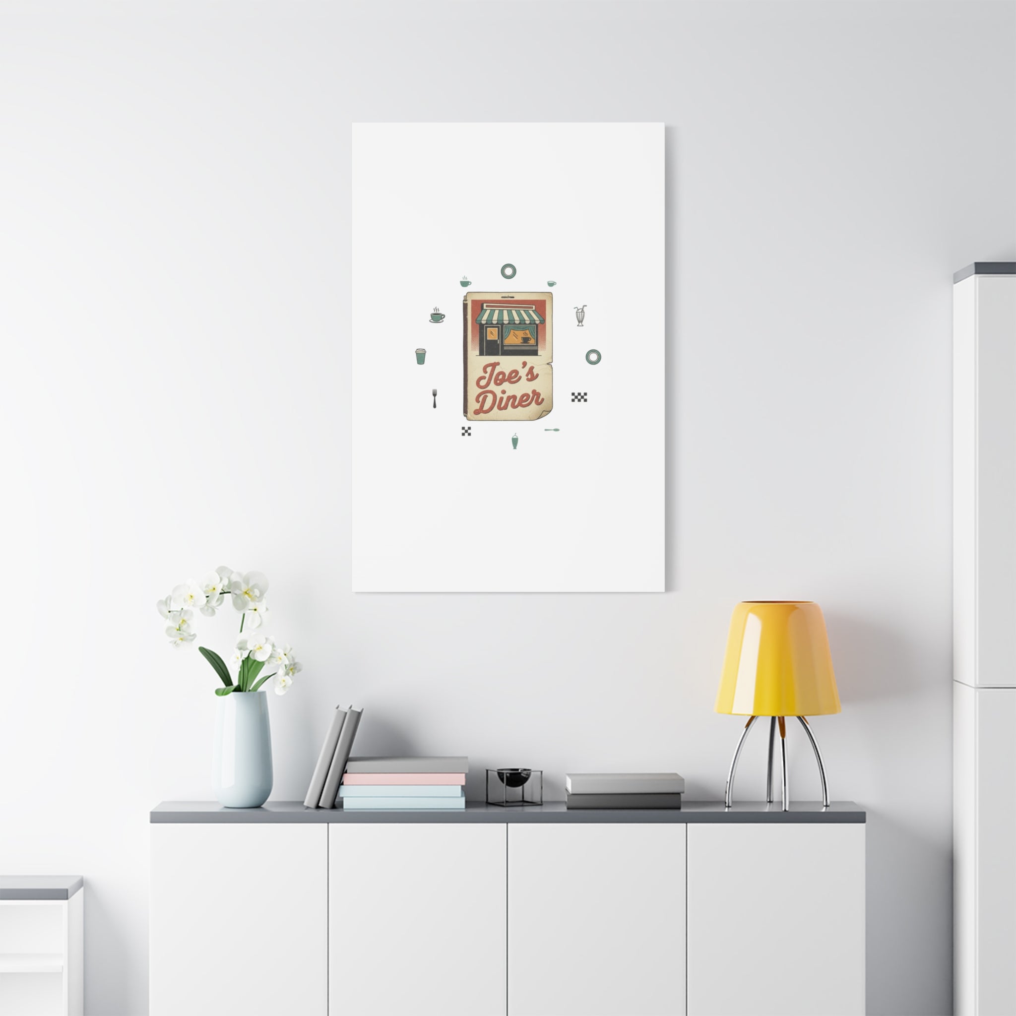 Diner Matchbook Graphic Canvas, Vintage Ephemera Art | Retro Micro Ad Print