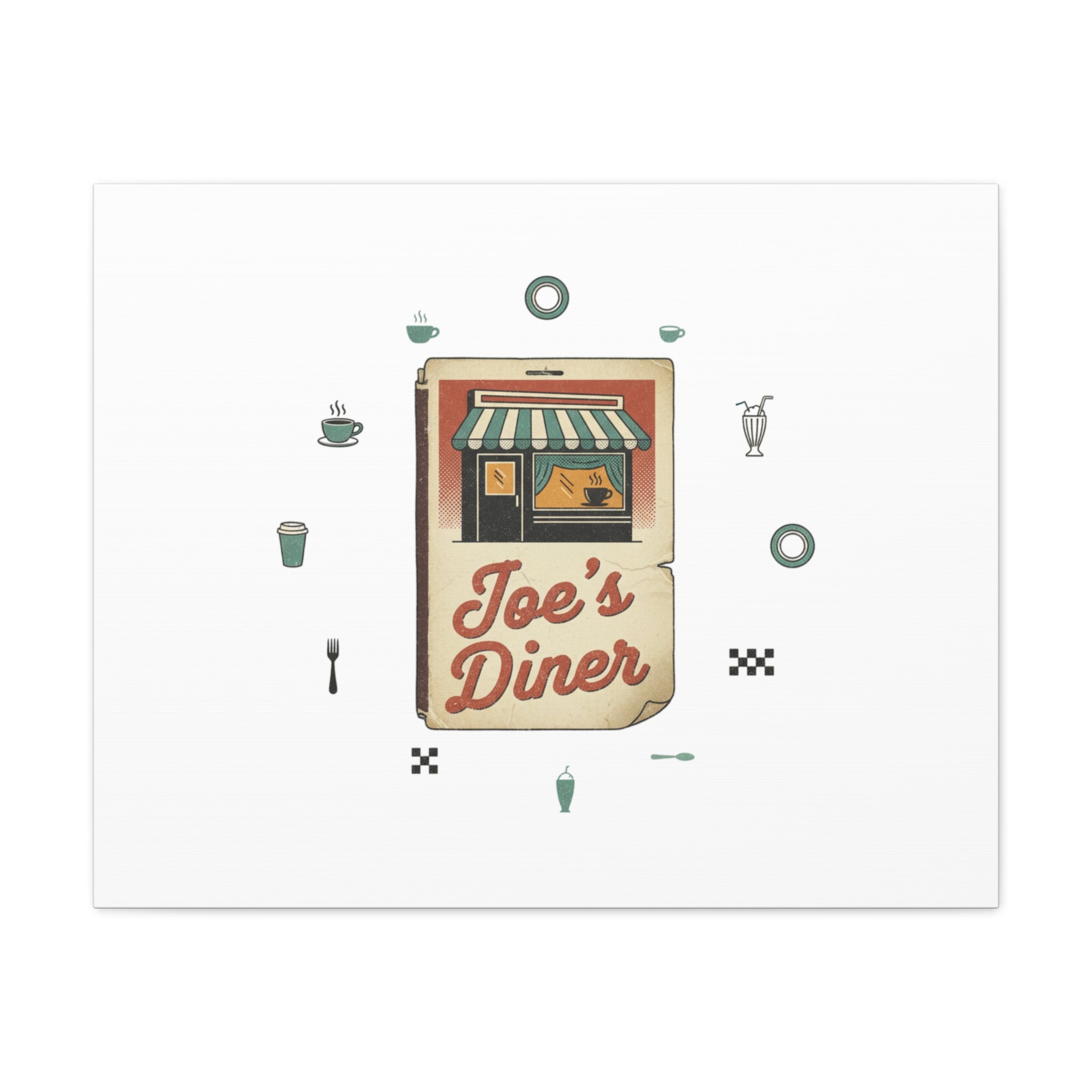 Diner Matchbook Graphic Canvas, Vintage Ephemera Art | Retro Micro Ad Print