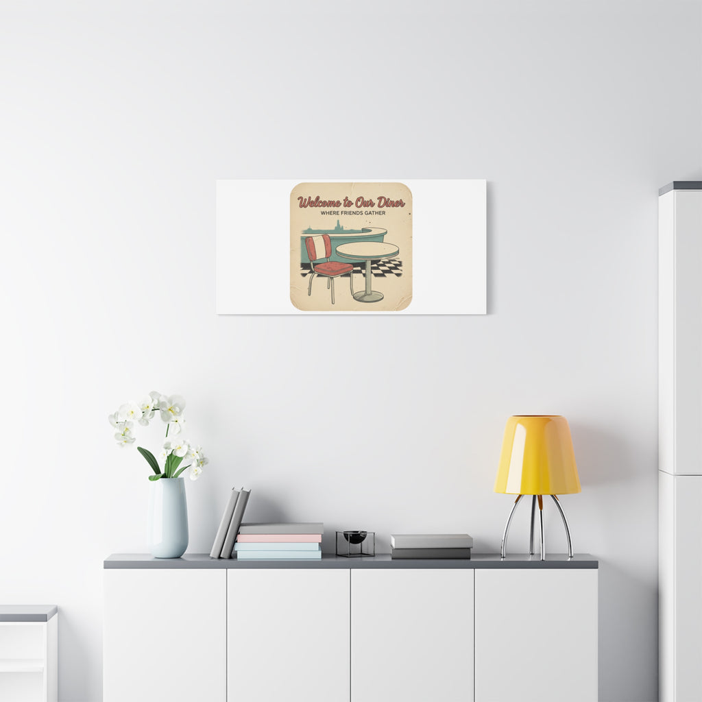 Diner Match Cover Canvas, Vintage Ephemera Art, Retro Micro Ad Print