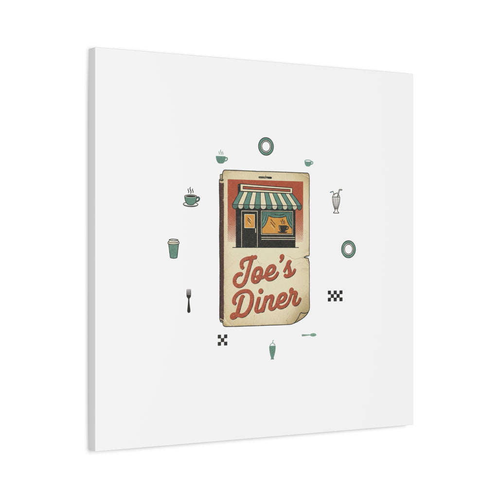 Diner Matchbook Graphic Canvas, Vintage Ephemera Art | Retro Micro Ad Print