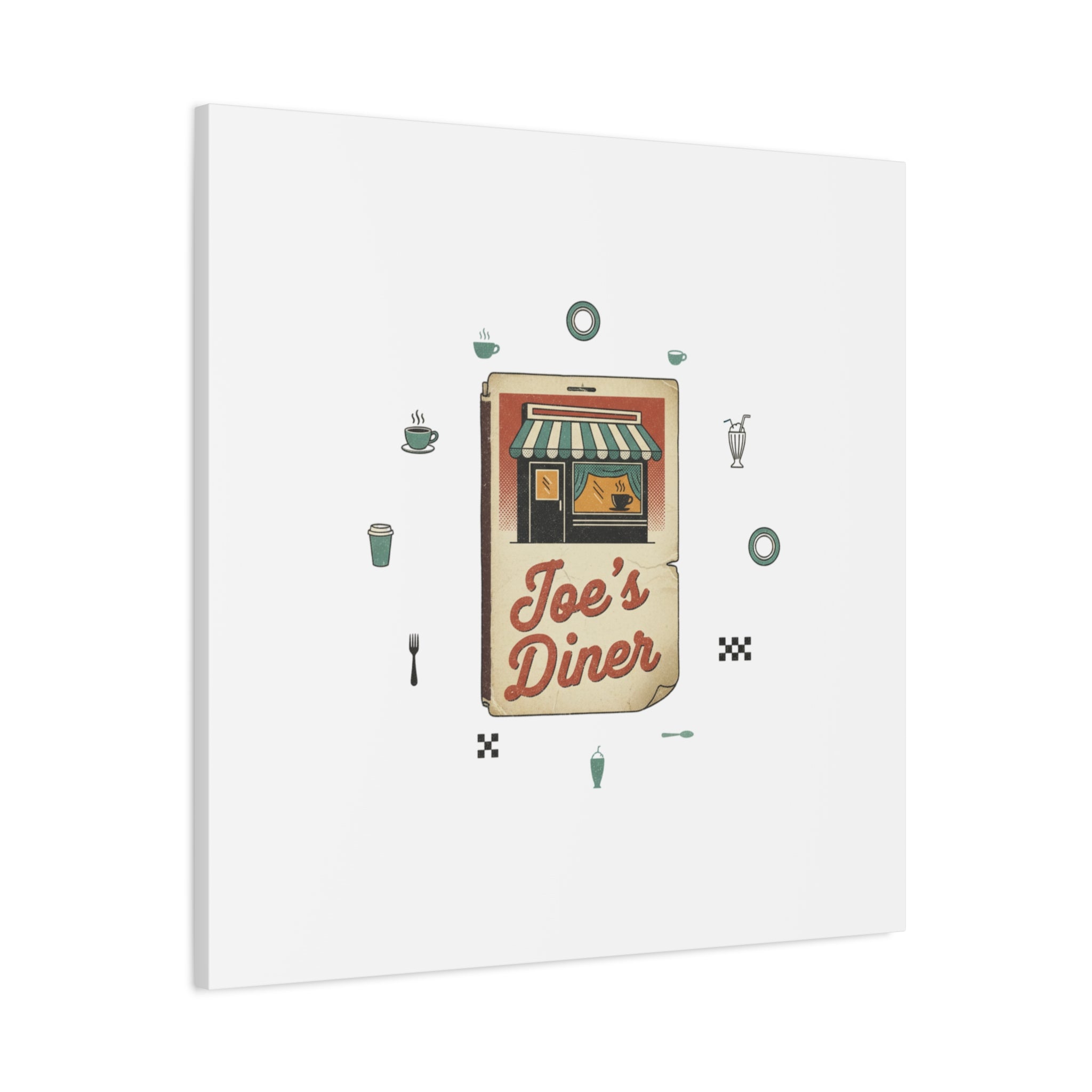 Diner Matchbook Graphic Canvas, Vintage Ephemera Art | Retro Micro Ad Print