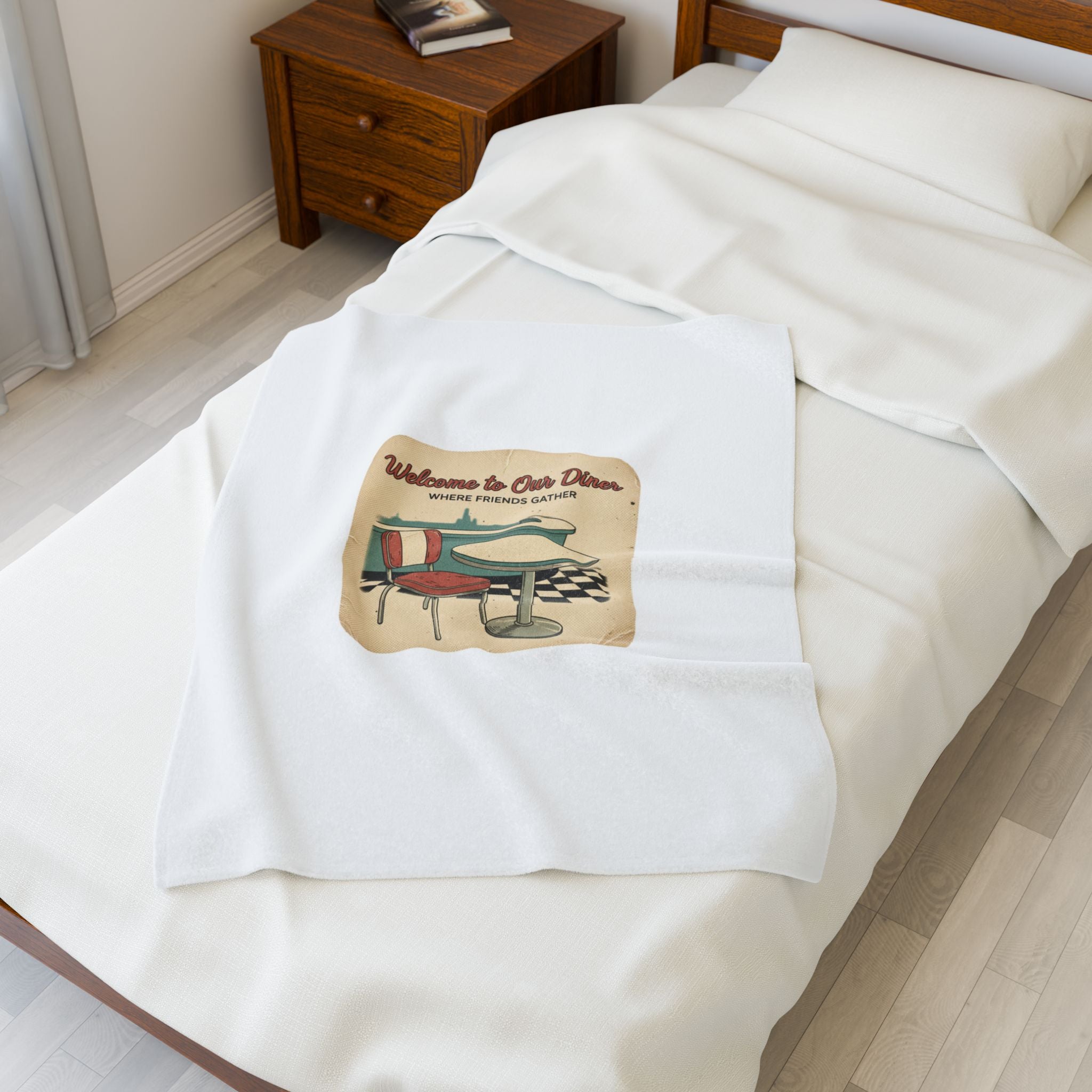 Diner Matchbook Graphic Velveteen Plush Blanket | vintage ephemera art, retro micro ad print