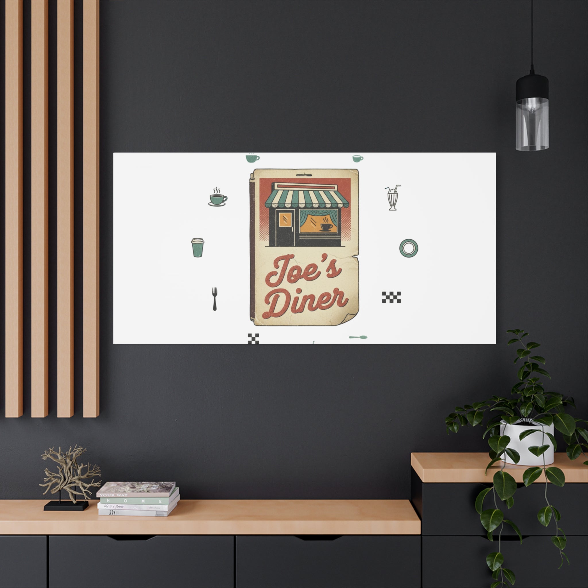 Diner Matchbook Graphic Canvas, Vintage Ephemera Art | Retro Micro Ad Print