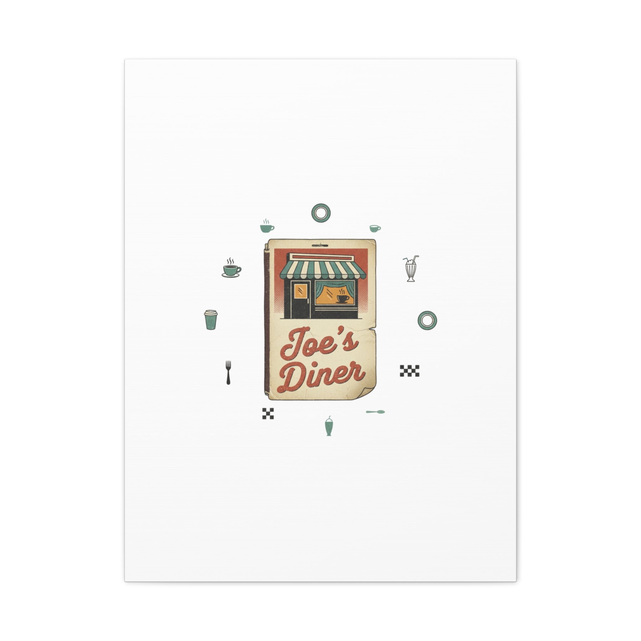 Diner Matchbook Graphic Canvas, Vintage Ephemera Art | Retro Micro Ad Print