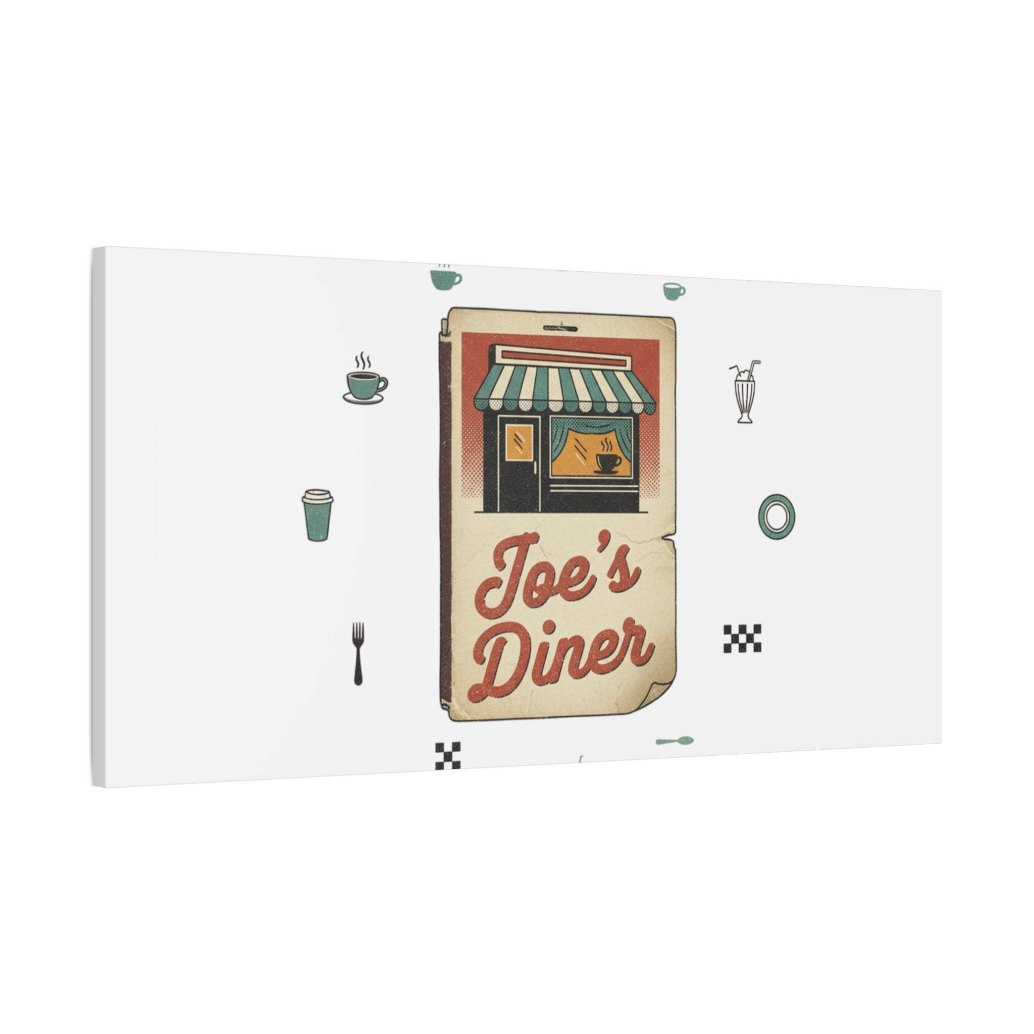 Diner Matchbook Graphic Canvas, Vintage Ephemera Art | Retro Micro Ad Print