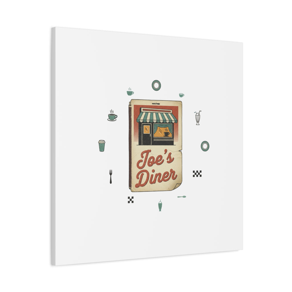Diner Matchbook Graphic Canvas, Vintage Ephemera Art | Retro Micro Ad Print