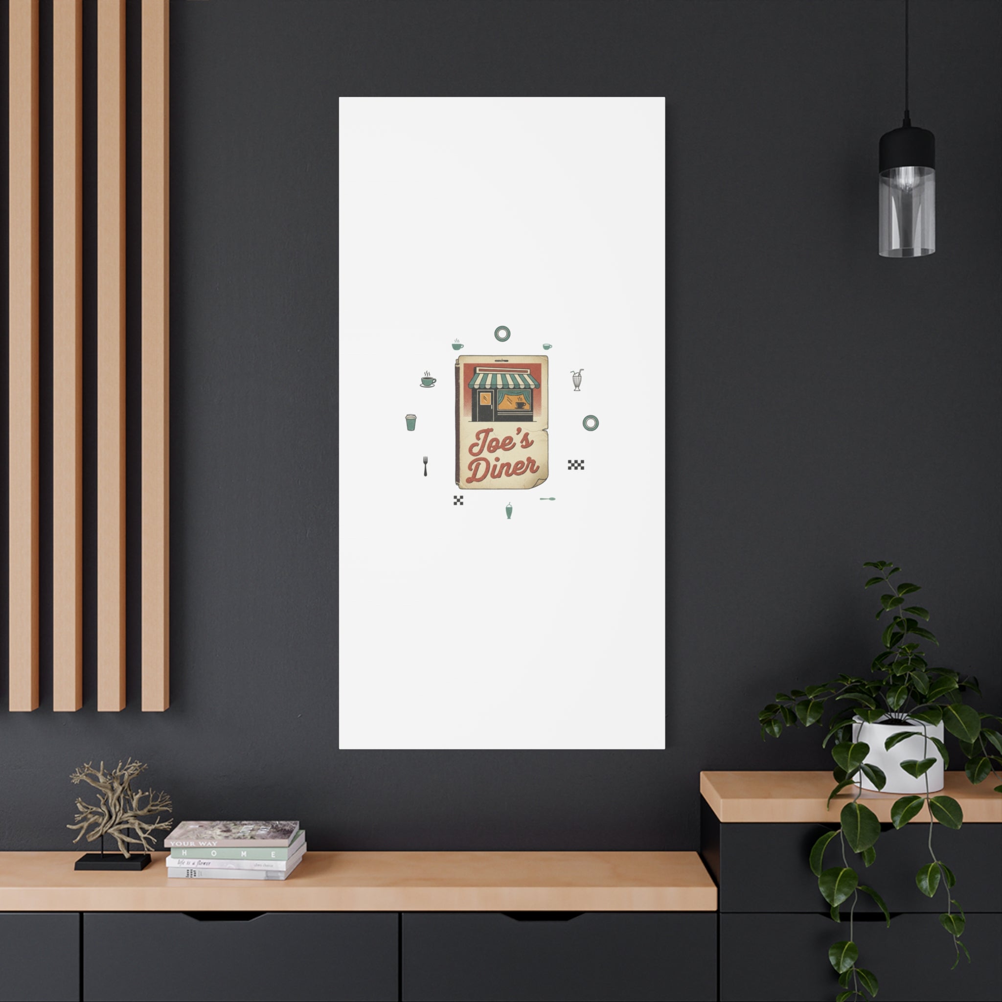 Diner Matchbook Graphic Canvas, Vintage Ephemera Art | Retro Micro Ad Print