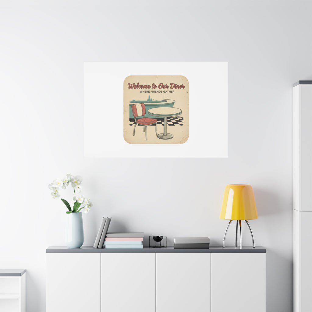 Diner Match Cover Canvas, Vintage Ephemera Art, Retro Micro Ad Print
