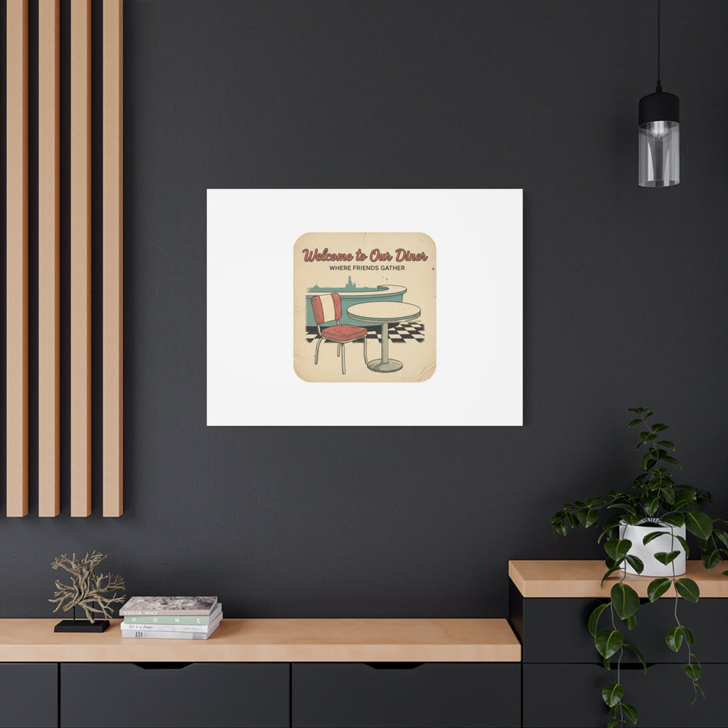 Diner Match Cover Canvas, Vintage Ephemera Art, Retro Micro Ad Print