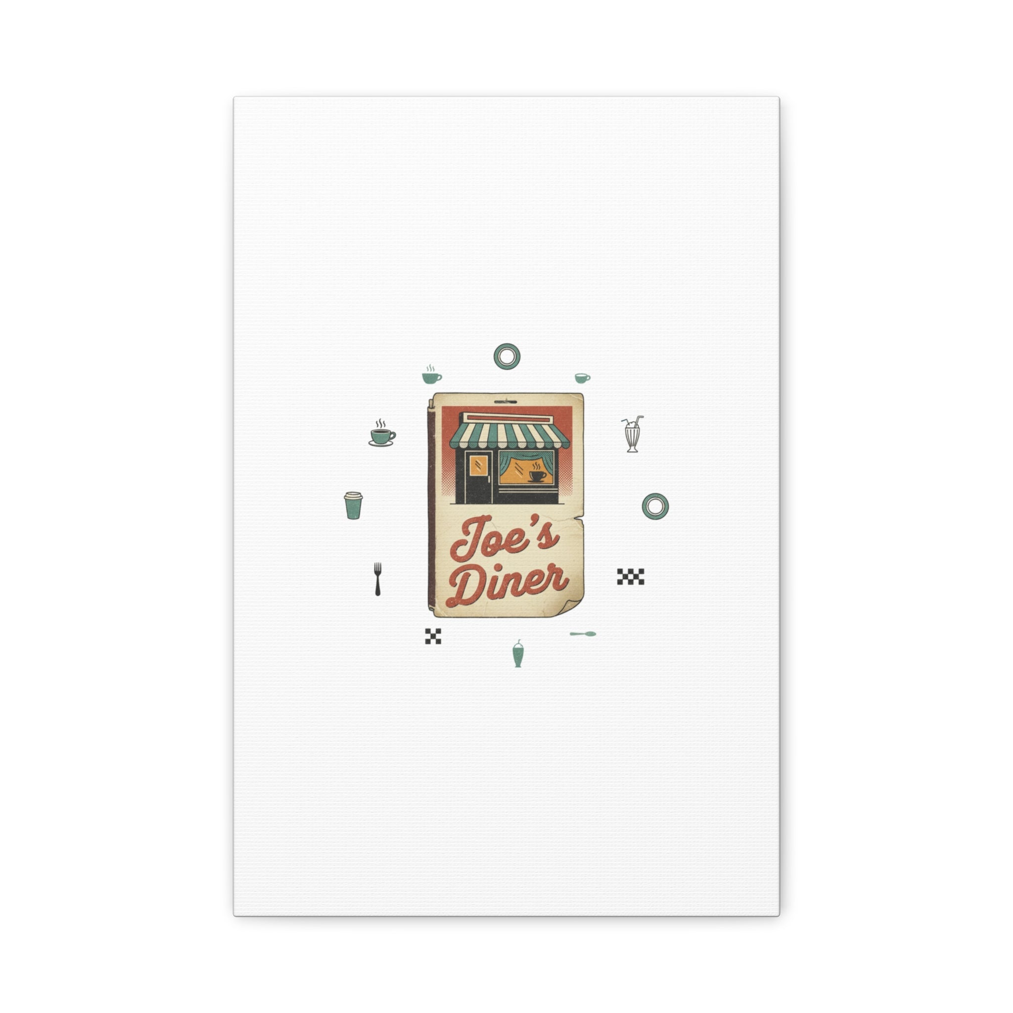 Diner Matchbook Graphic Canvas, Vintage Ephemera Art | Retro Micro Ad Print