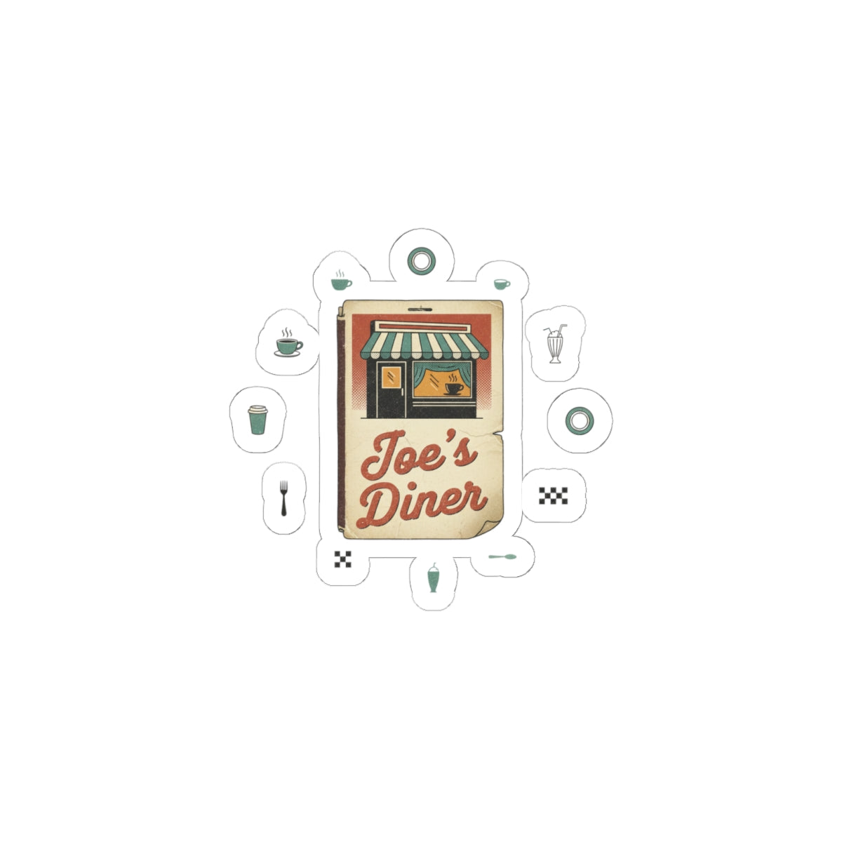 Diner Matchbook Sticker | Vintage Ephemera, Retro Micro Ad Pocket Logo
