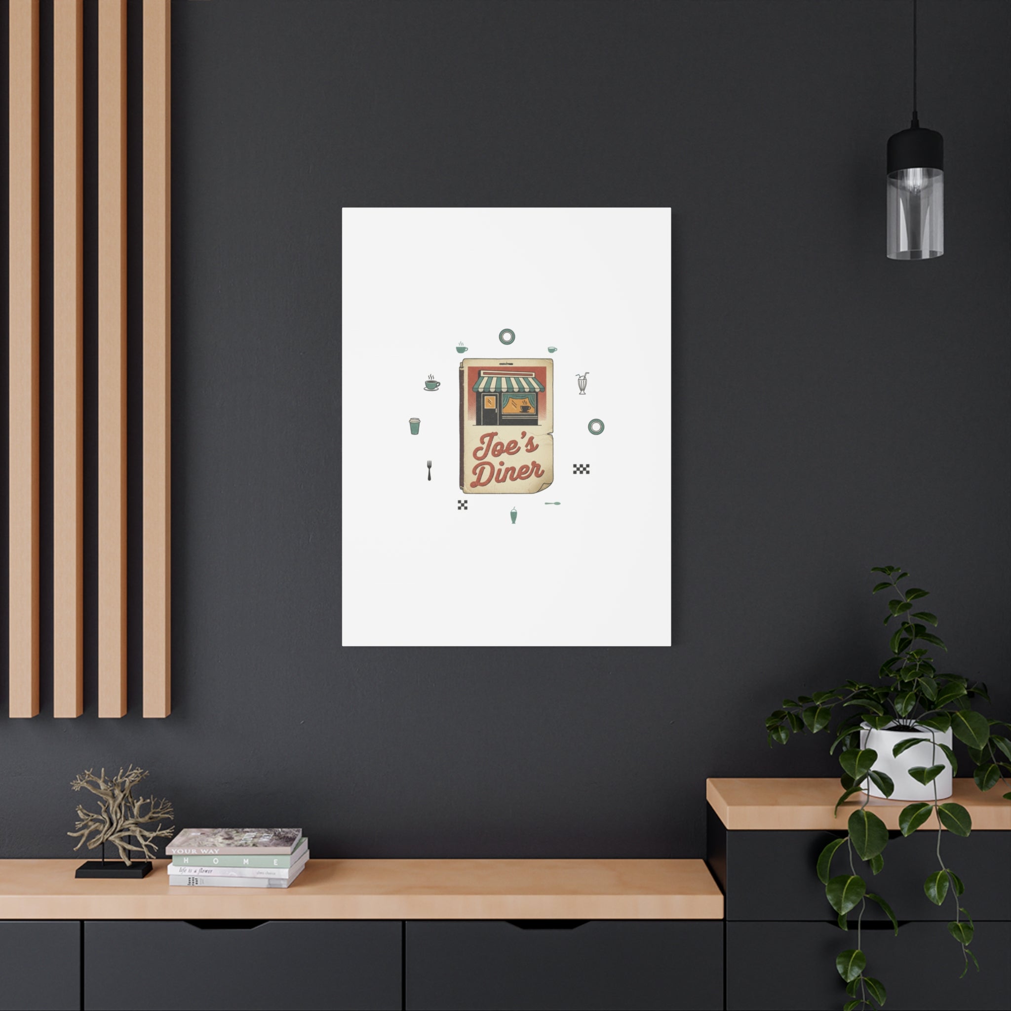 Diner Matchbook Graphic Canvas, Vintage Ephemera Art | Retro Micro Ad Print