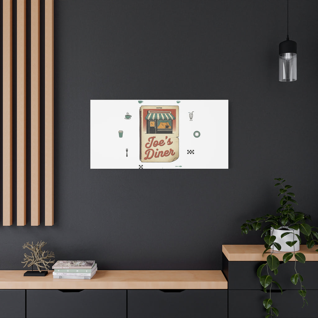 Diner Matchbook Graphic Canvas, Vintage Ephemera Art | Retro Micro Ad Print
