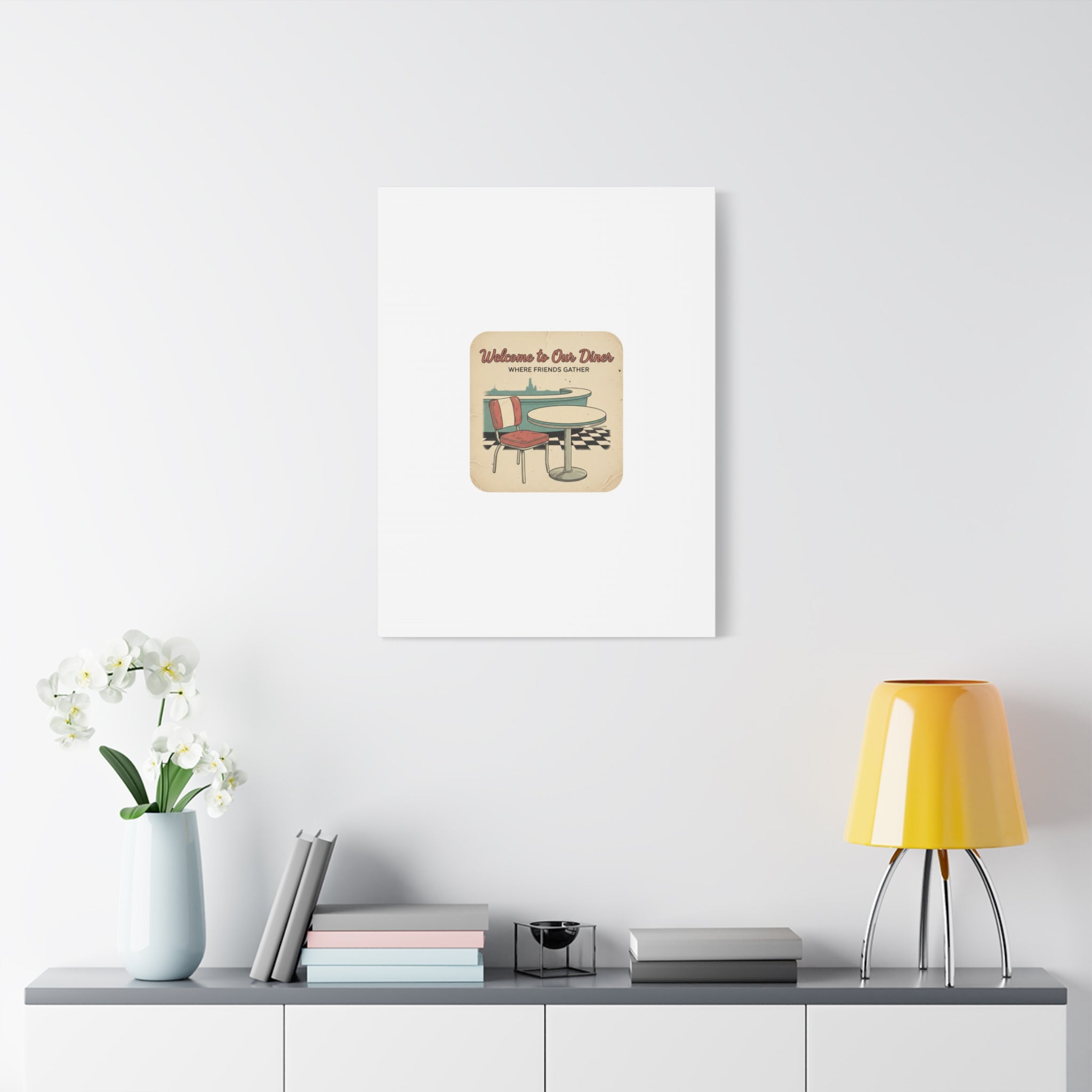 Diner Match Cover Canvas, Vintage Ephemera Art, Retro Micro Ad Print