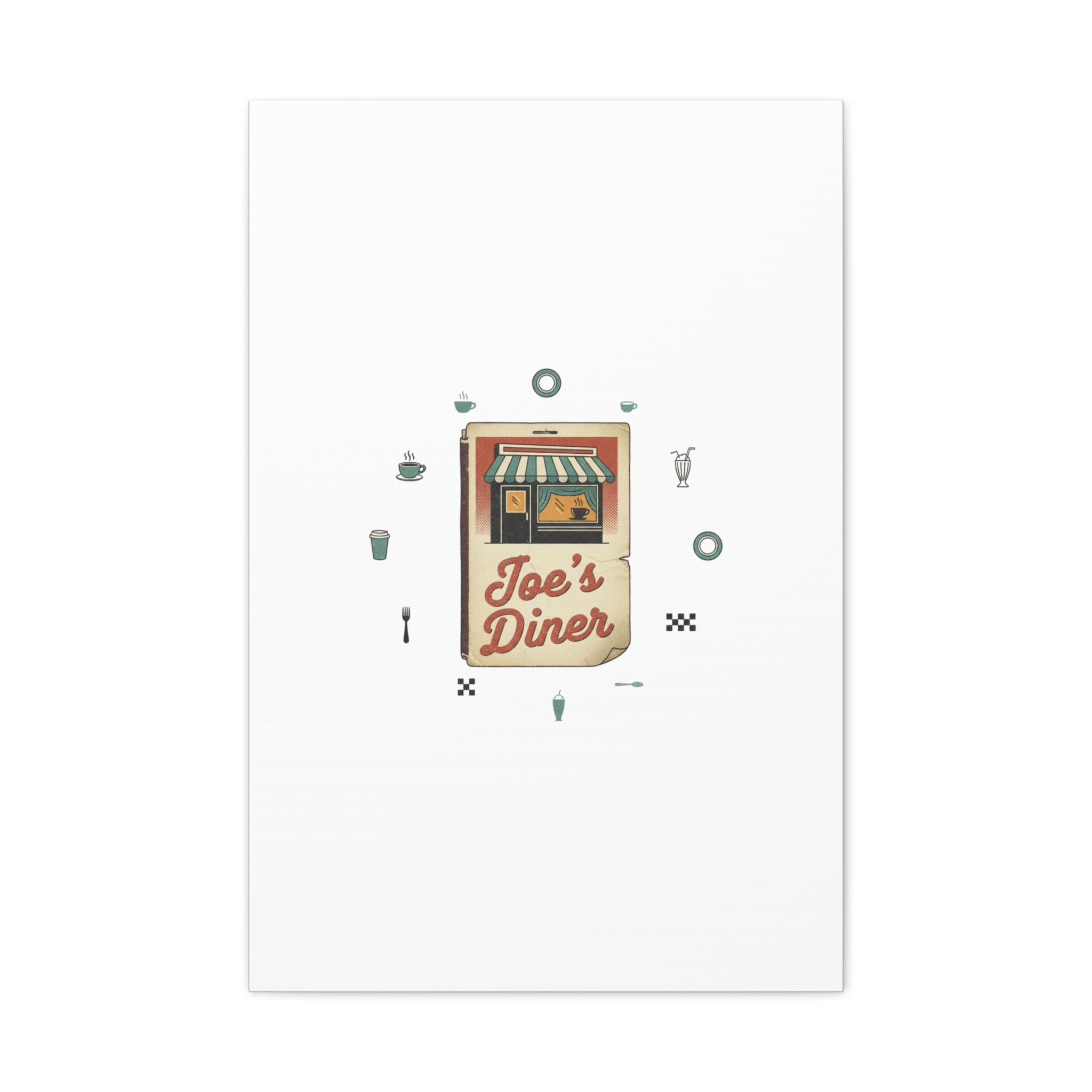 Diner Matchbook Graphic Canvas, Vintage Ephemera Art | Retro Micro Ad Print