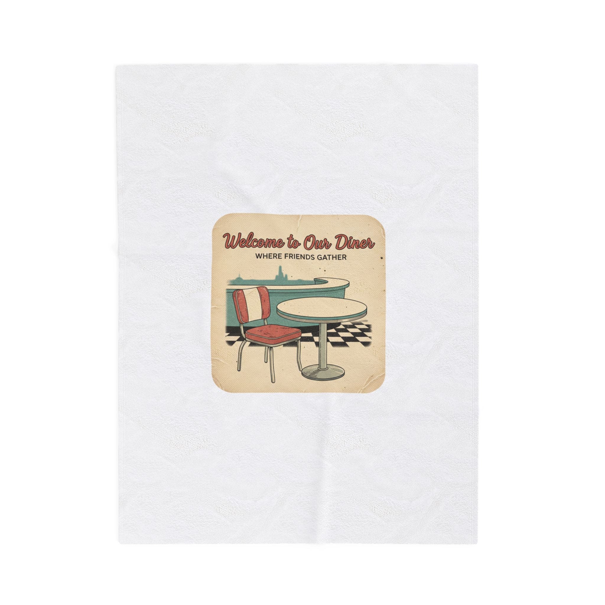 Diner Matchbook Graphic Velveteen Plush Blanket | vintage ephemera art, retro micro ad print