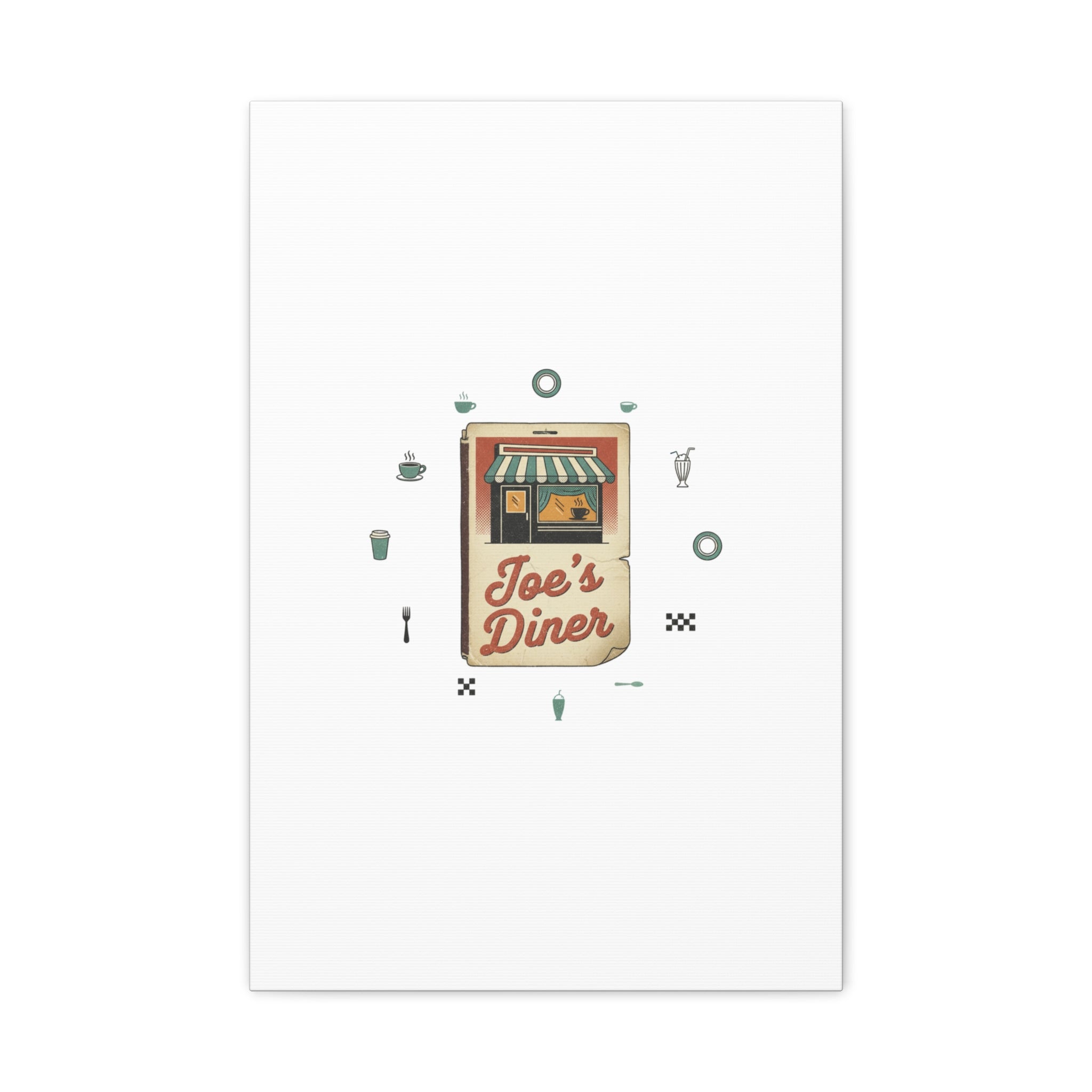 Diner Matchbook Graphic Canvas, Vintage Ephemera Art | Retro Micro Ad Print