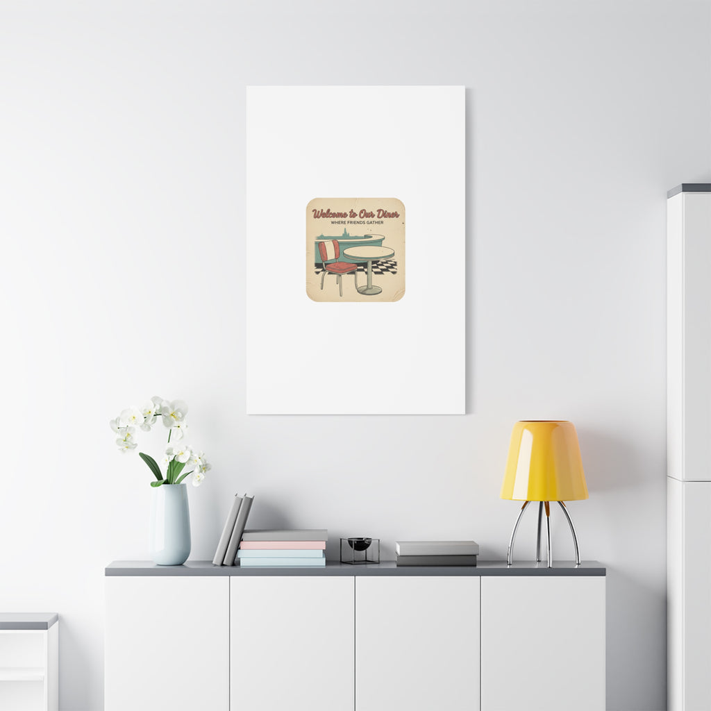 Diner Match Cover Canvas, Vintage Ephemera Art, Retro Micro Ad Print