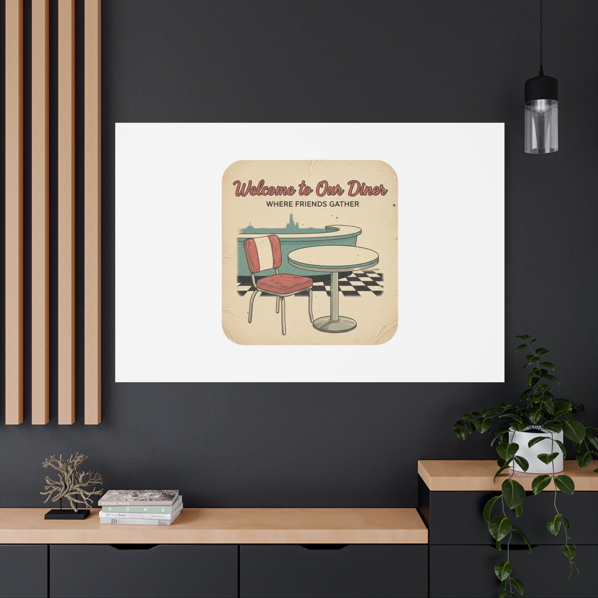 Diner Match Cover Canvas, Vintage Ephemera Art, Retro Micro Ad Print