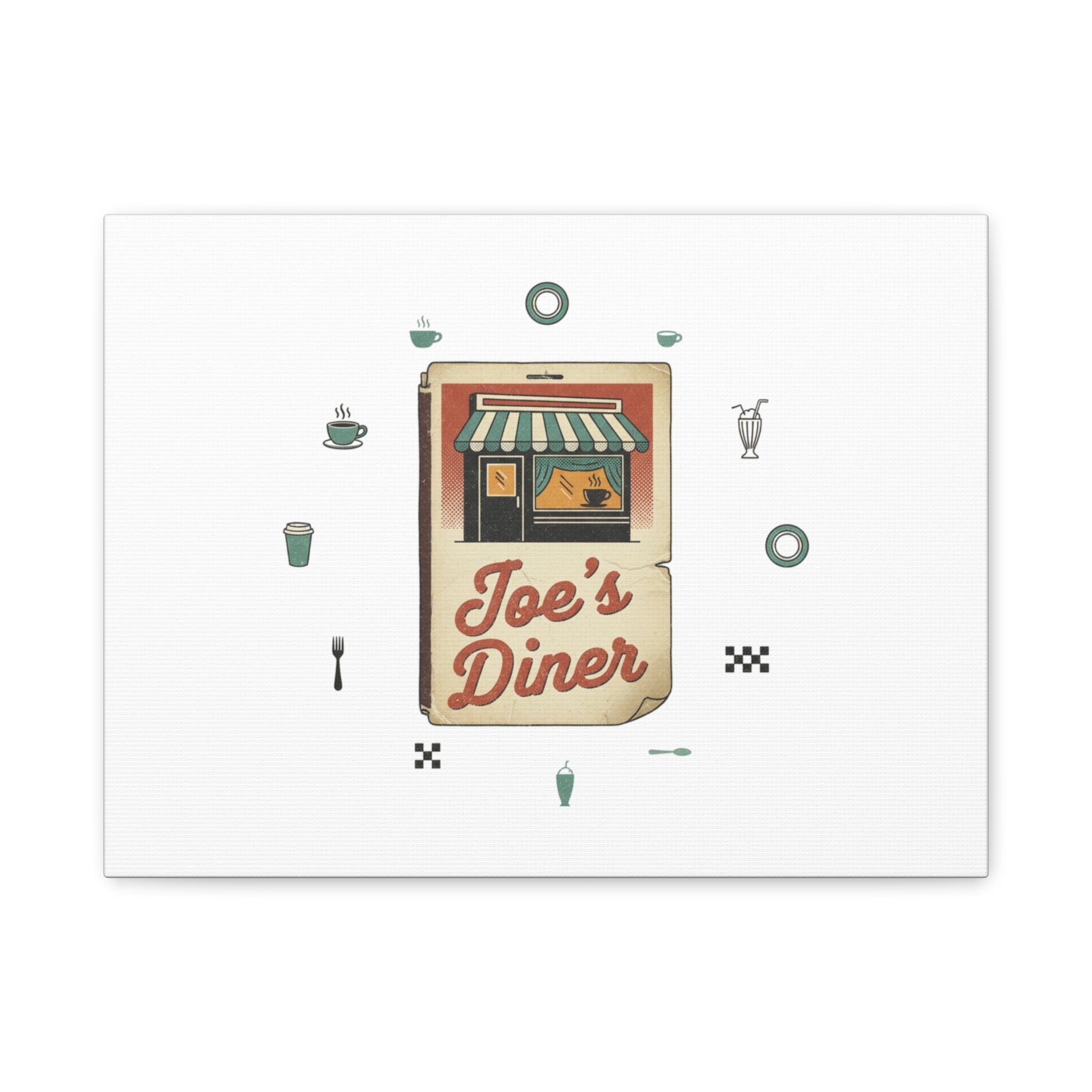 Diner Matchbook Graphic Canvas, Vintage Ephemera Art | Retro Micro Ad Print