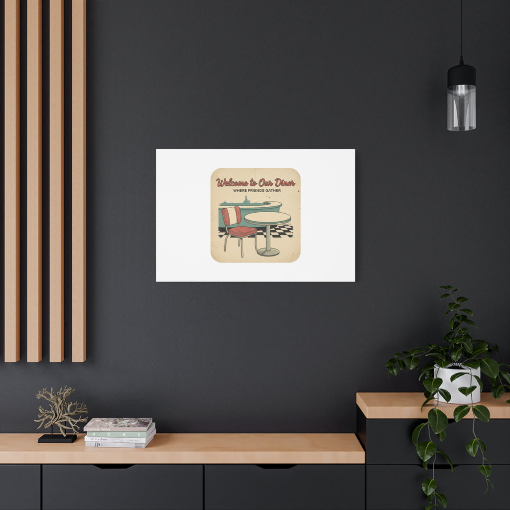 Diner Match Cover Canvas, Vintage Ephemera Art, Retro Micro Ad Print