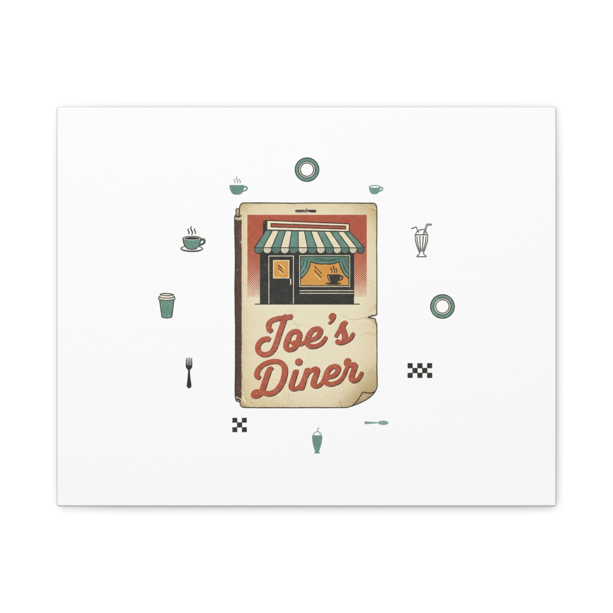 Diner Matchbook Graphic Canvas, Vintage Ephemera Art | Retro Micro Ad Print