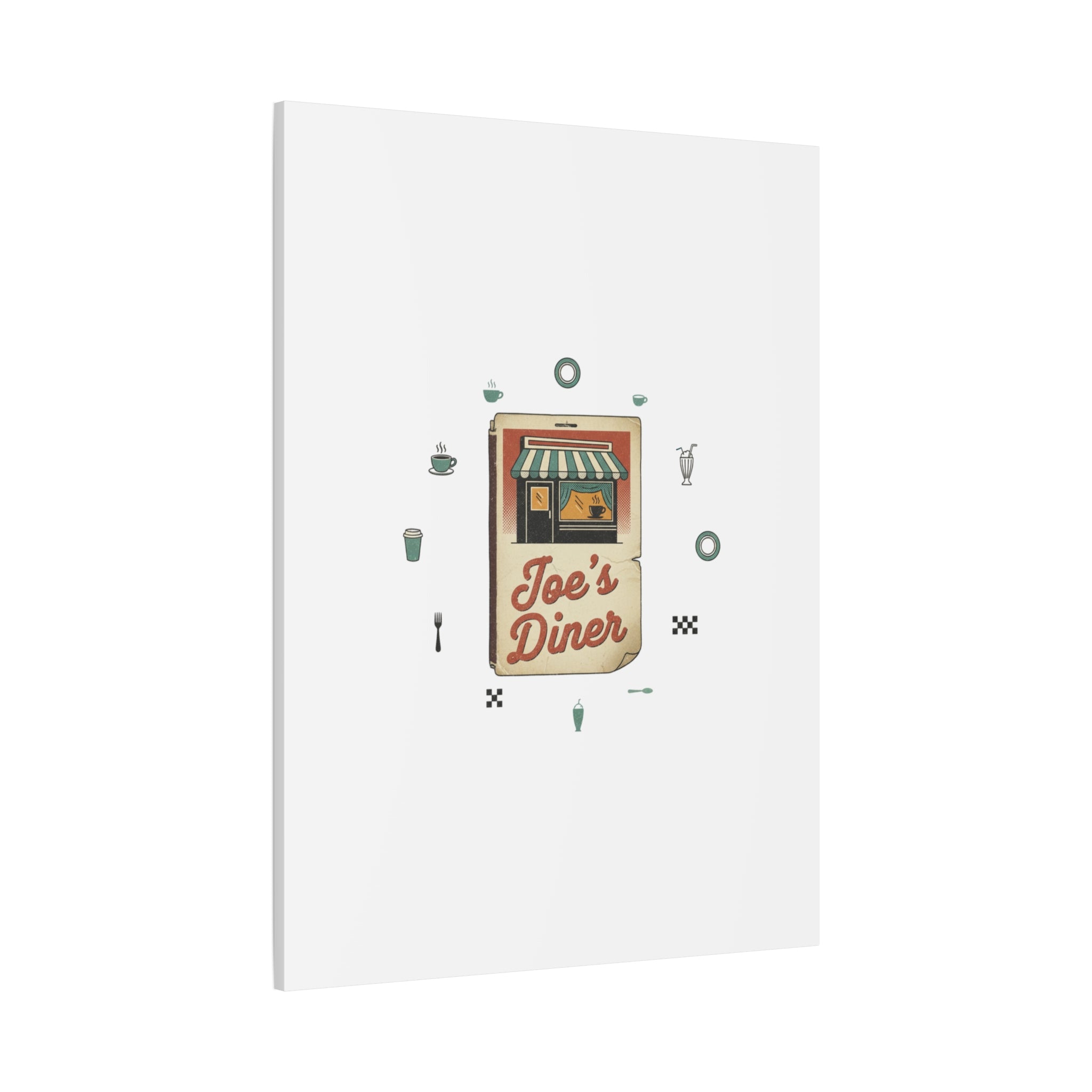 Diner Matchbook Graphic Canvas, Vintage Ephemera Art | Retro Micro Ad Print