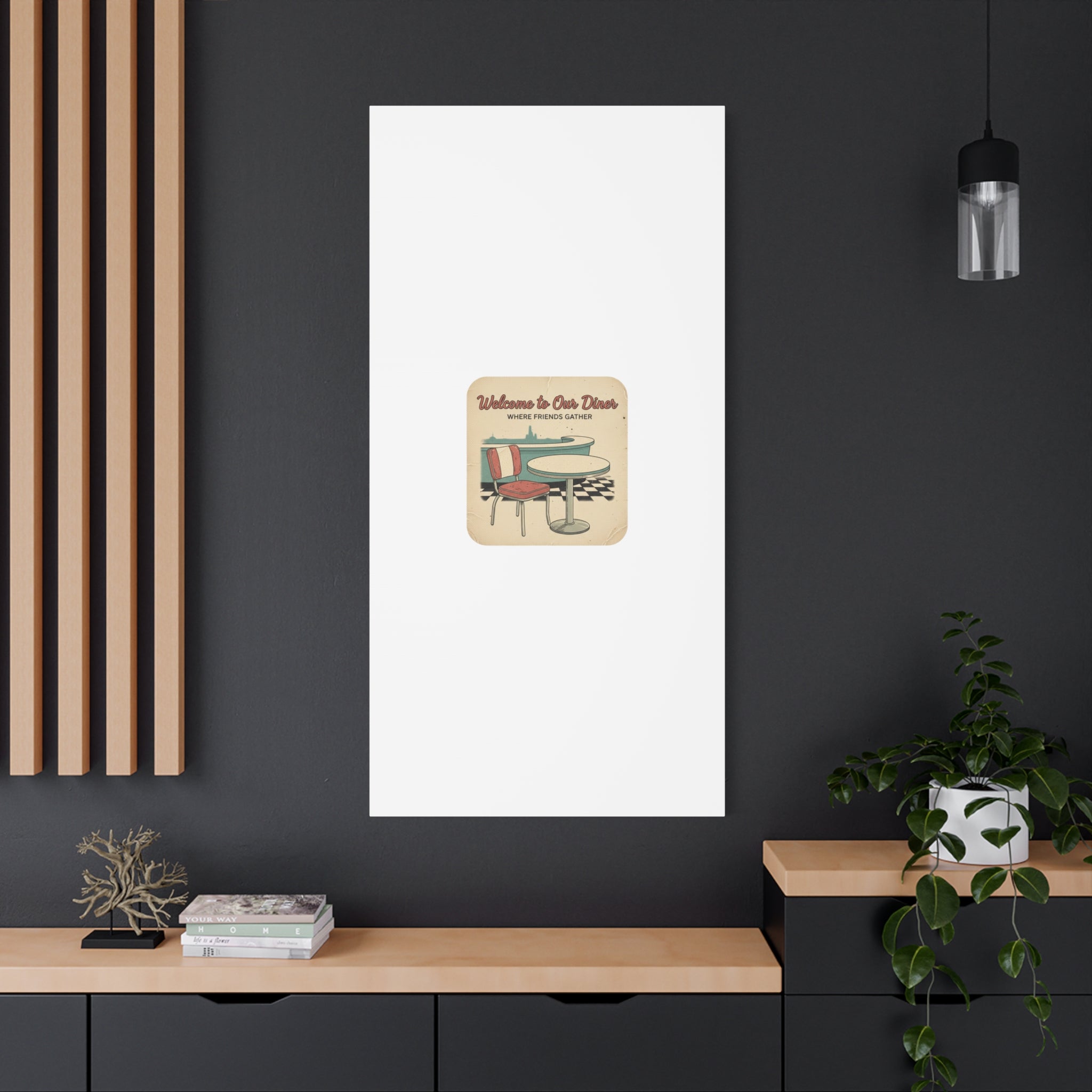 Diner Match Cover Canvas, Vintage Ephemera Art, Retro Micro Ad Print