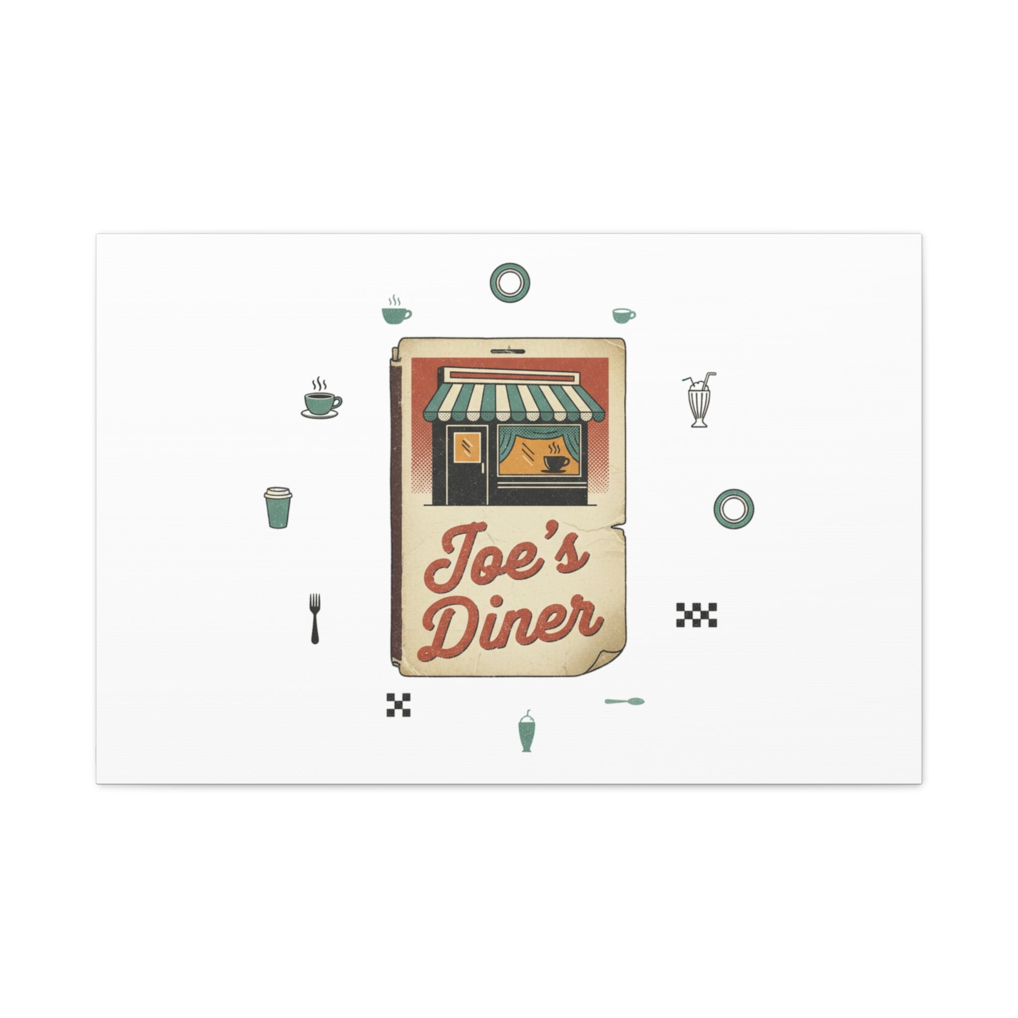 Diner Matchbook Graphic Canvas, Vintage Ephemera Art | Retro Micro Ad Print
