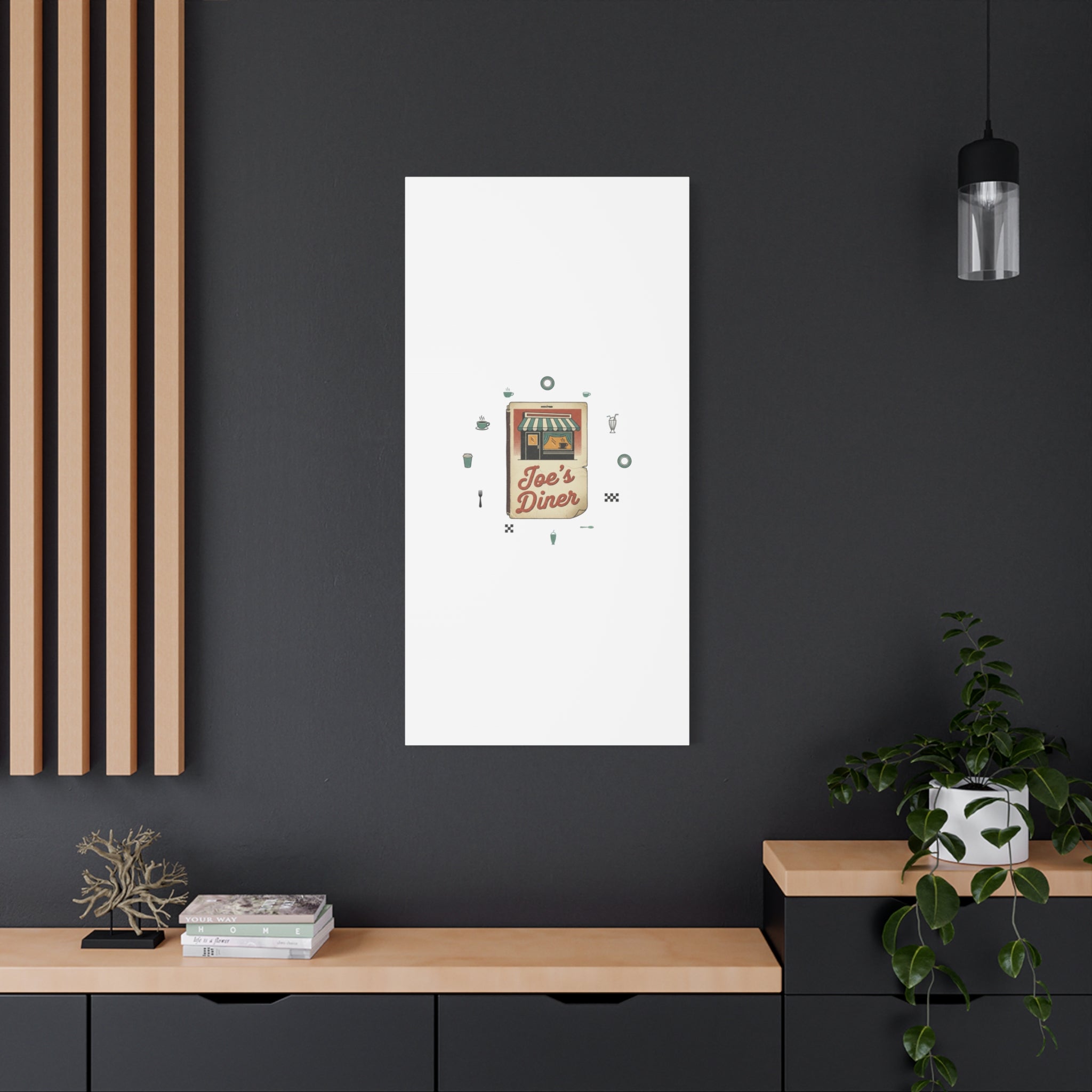 Diner Matchbook Graphic Canvas, Vintage Ephemera Art | Retro Micro Ad Print