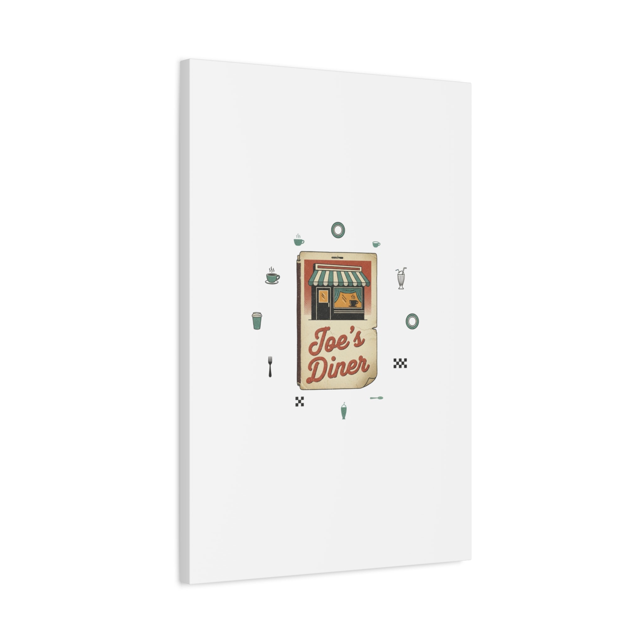 Diner Matchbook Graphic Canvas, Vintage Ephemera Art | Retro Micro Ad Print