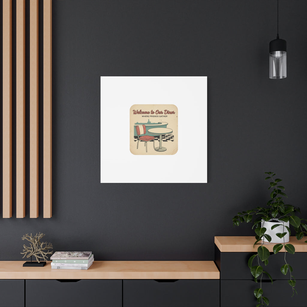 Diner Match Cover Canvas, Vintage Ephemera Art, Retro Micro Ad Print